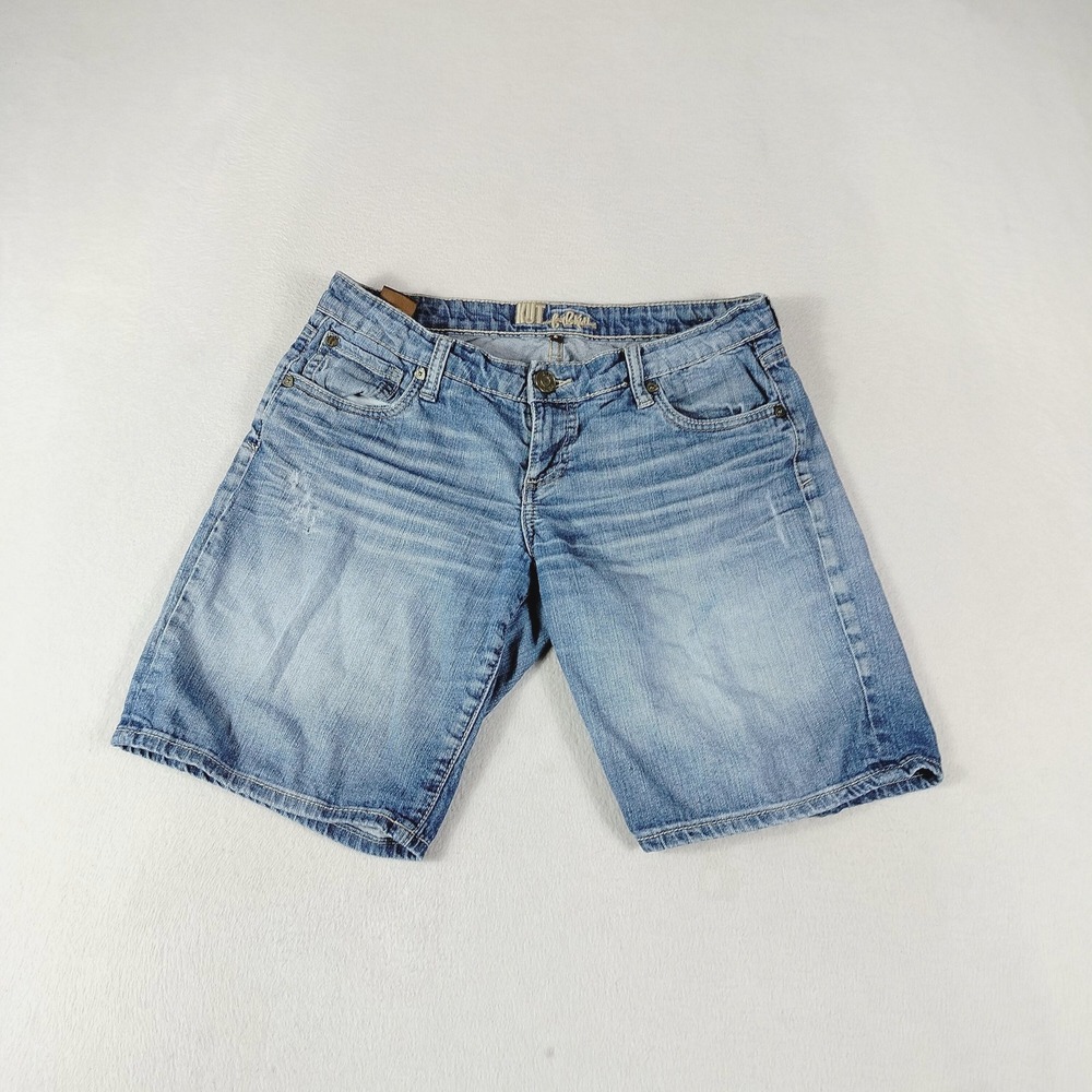 KUT by Kloth Shorts Womens Large Denim Bermuda Stretch Distressed Light Wash